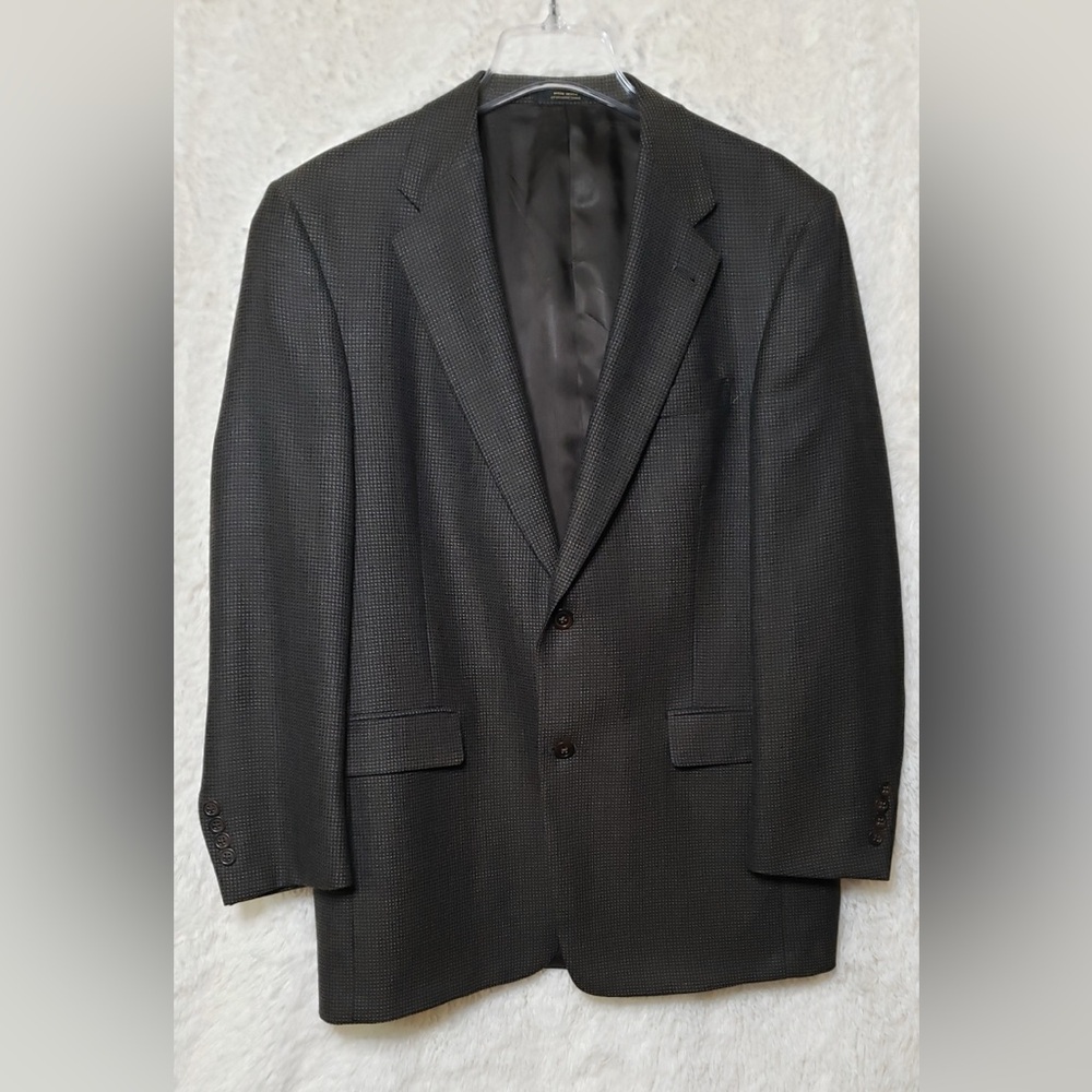 Hart Schaffner Marx Green Charcoal with Mini Houndstooth Patter Blazer Size 41R